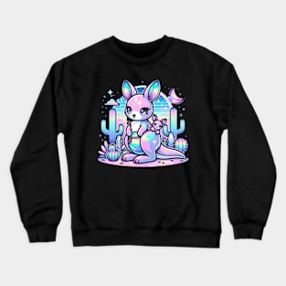 Shimmering Kangaroo Pastel Goth Holographic Cactus Kawaii Crewneck Sweatshirt